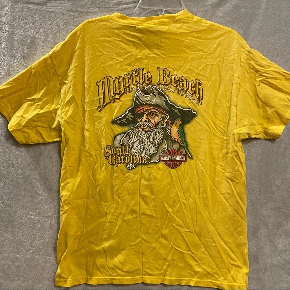 Harley Davidson Shirt Men’s Large Yellow Tee Short Sleeve Cruisin the Coast 2003